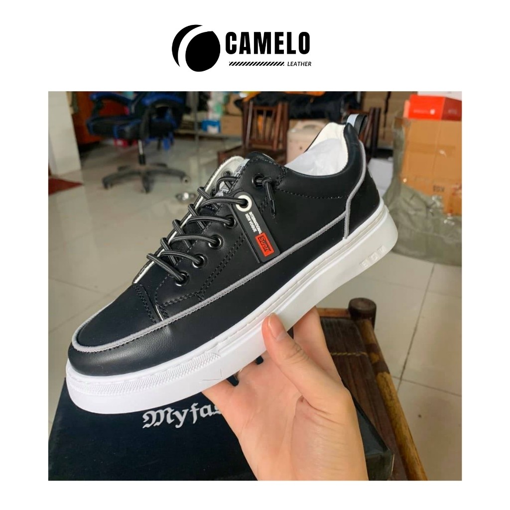 Giày Sneaker Thể Thao Da Đen Cao Cấp-Giày Sneaker Phong Cách Hàn Quốc CAMELO BC02T | BigBuy360 - bigbuy360.vn