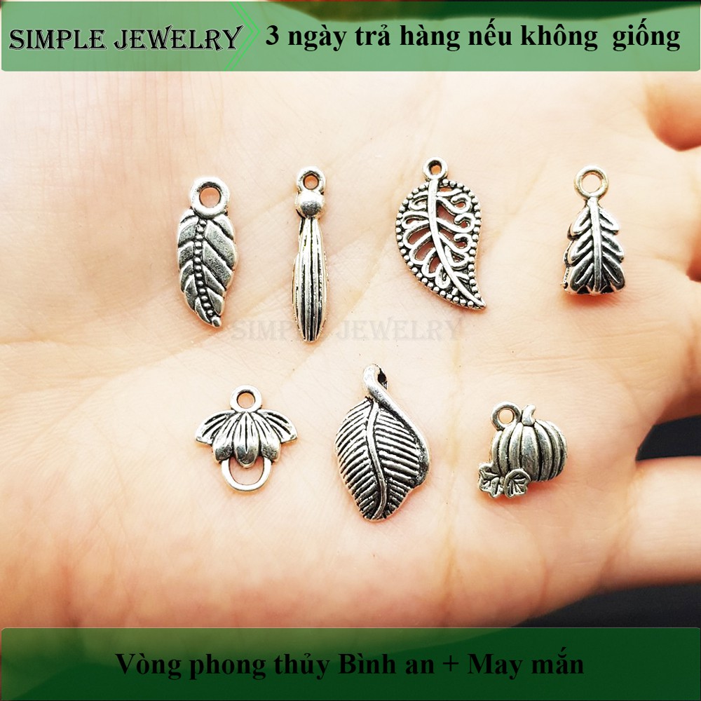 Charm bạc lá cây dùng để mix vòng đeo tay, vòng phong thủy cực xinh