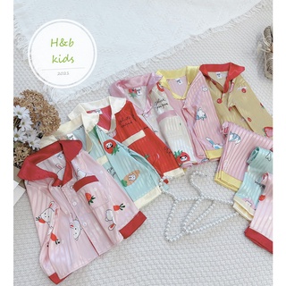 [SALE] Bộ Ngủ Pijama Dài Tay Bé Gái Chất Lụa Cao Cấp, Họa Tiết Dễ Thương, Bộ Dài Tay Bé Gái Mặc Nhà  (V461)
