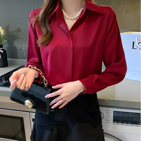 Áo Sơ Mi Nữ Công Sở Màu Đỏ Đô Cổ Đức CHIPY Kiểu Hàn Quốc Vintage Ulzzang Form Rộng Dài Tay Đẹp Chất Lụa Cao Cấp A2D | BigBuy360 - bigbuy360.vn