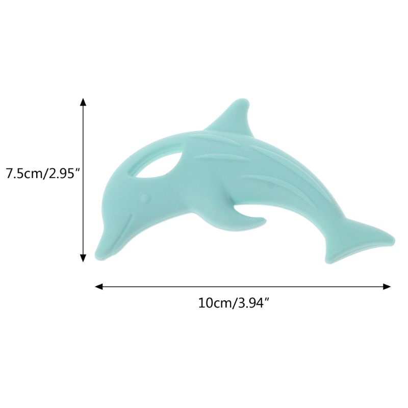 Núm Vú Giả Ngậm Mọc Răng Hình Cá Heo Hoạt Hình Bằng Silicon Không BPA Cho Bé