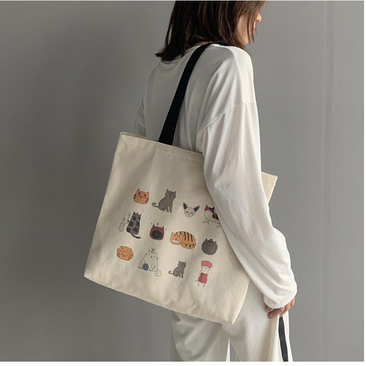 Túi xách canvas cỡ lớn phong cách Nhật Bản thời trang thu đông