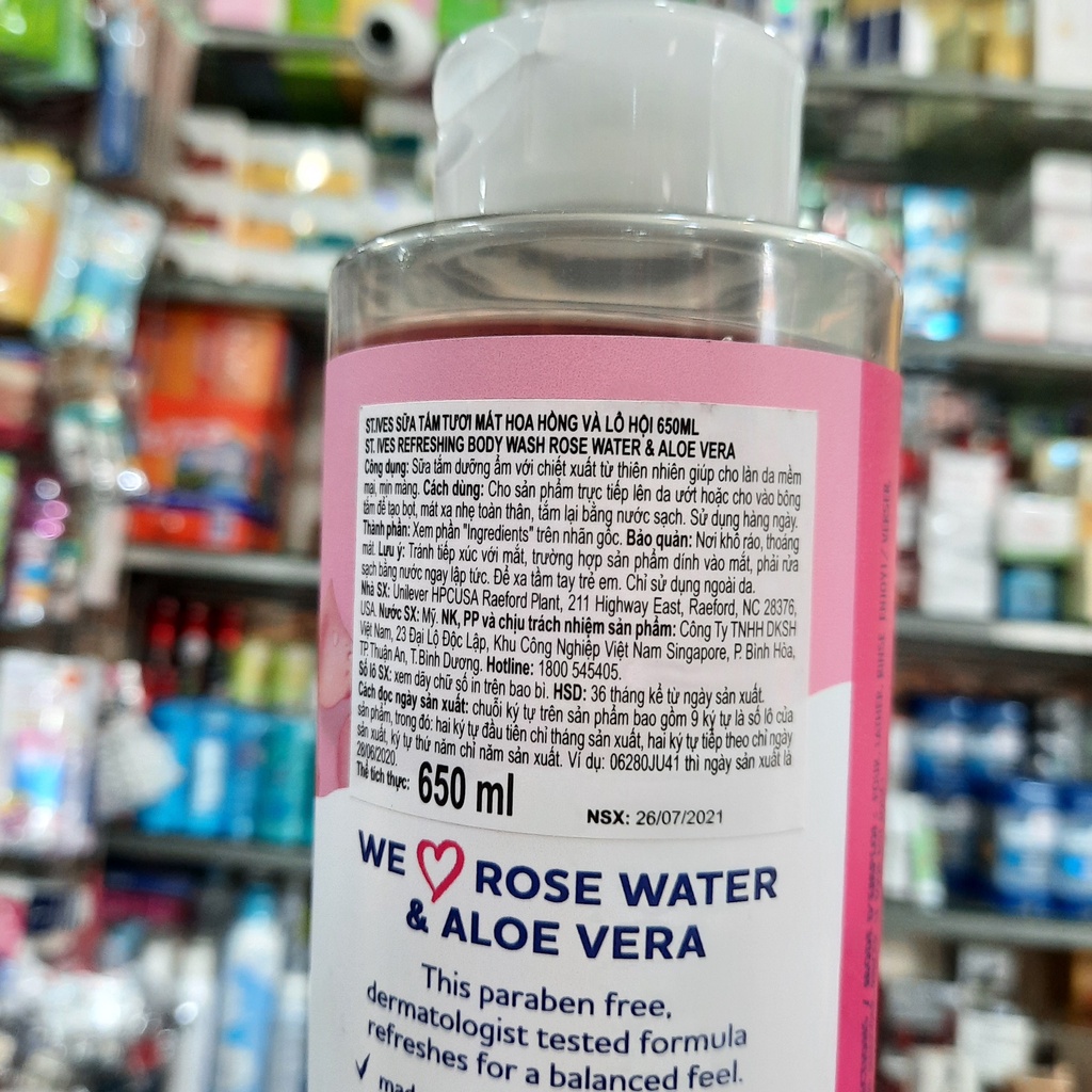 Sữa Tắm ST.IVES Tươi Mát Hoa Hồng và Lô Hội  650ml