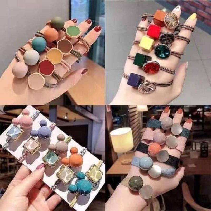 Dây buộc tóc đính đá sang chảnh nhiều hình siêu đẹp,Dây buộc tóc phong cách Hàn Quốc  ( hàng có túi)