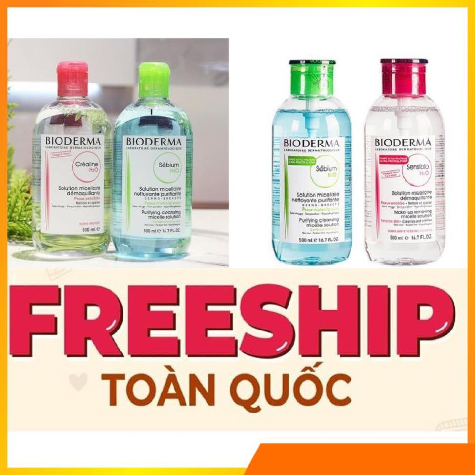 FREESHIP TOÀN QUỐC - Tẩy Trang Bioderma Senbio  Créaline 500ml chính hãng (Nắp Nhấn-Nắp Bật) ⓨⓞ z