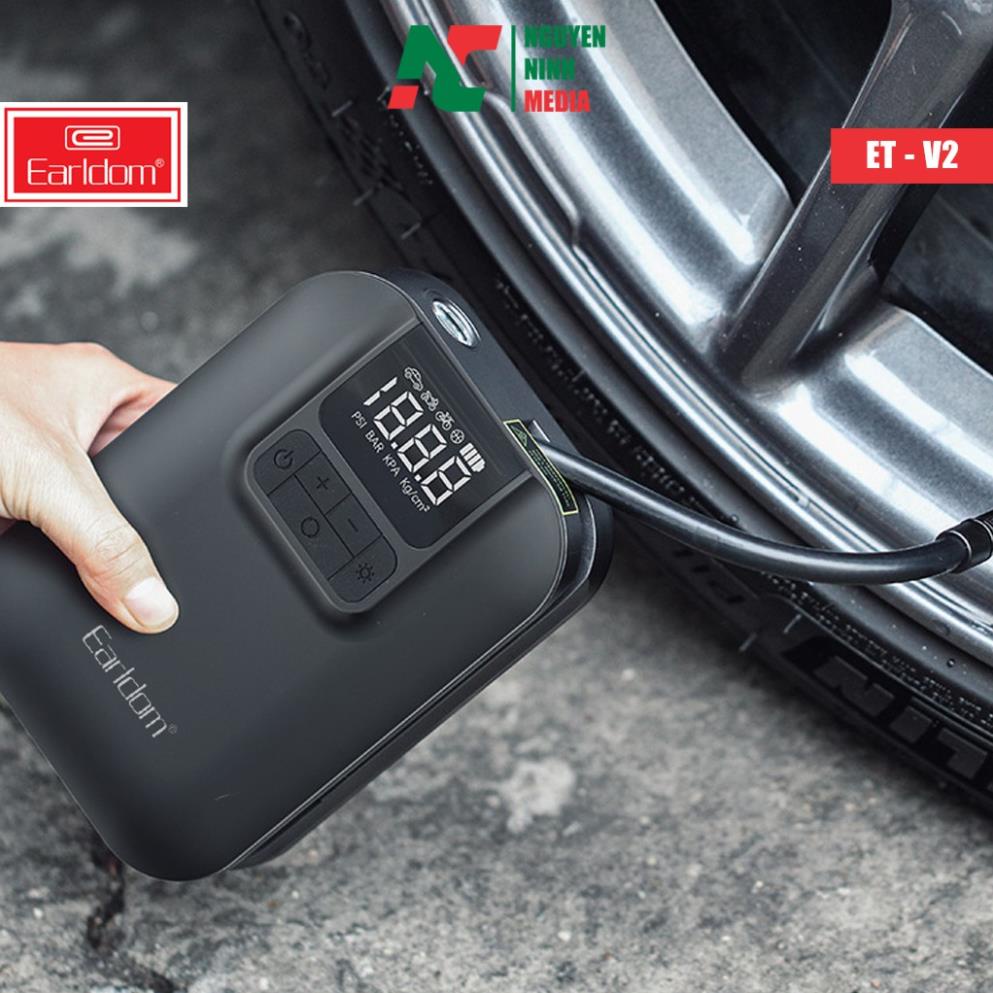 Bơm Di Động Đa Năng 5000mAh Earldom ET-V2  Bơm Ô tô, Xe Máy, Xe Đạp, Bóng - Hàng Chính Hãng
