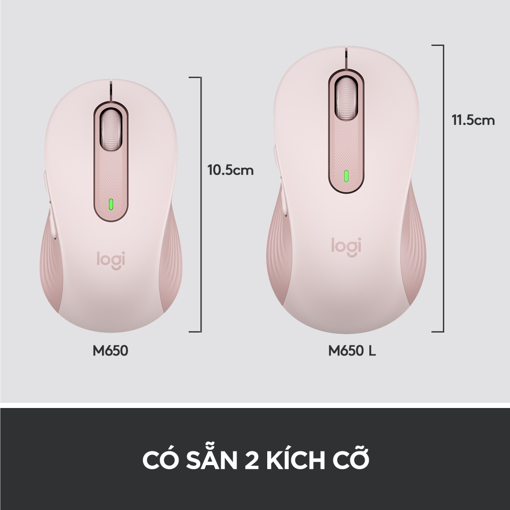 Chuột không dây bluetooth Logitech Signature M650 - giảm ồn, nút có thể tùy chỉnh - Hàng Chính Hãng