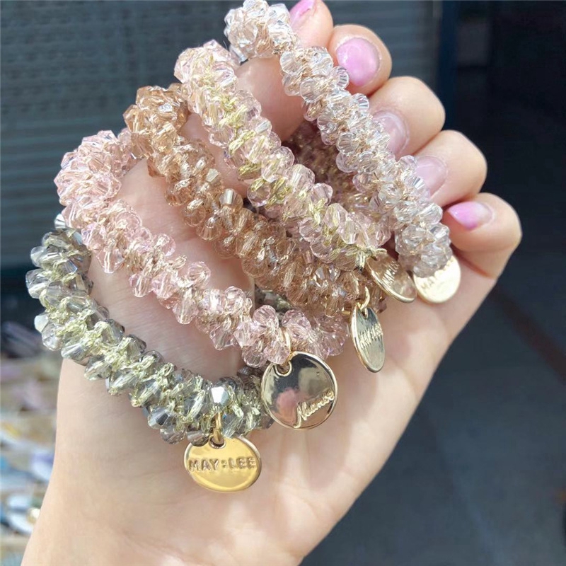 Dây Buộc Tóc Co Giãn Đính Hạt Đá Lấp Lánh Thời Trang