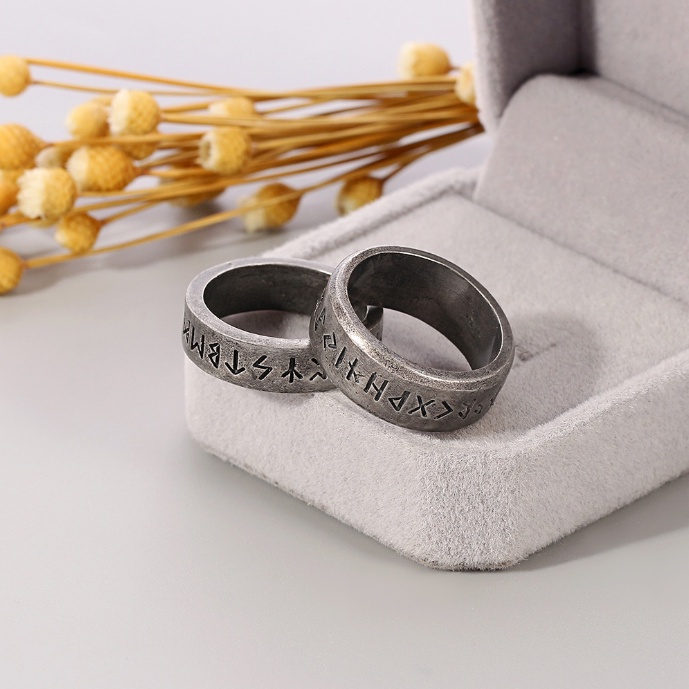 Nhẫn Thép Không Gỉ Khắc Chữ Phong Cách Viking Cổ Điển Thời Trang Cho Nam Và Nữ