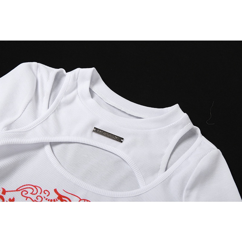 Áo Thun Tay Ngắn Cổ Tròn In Hình Rồng Thời Trang Dành Cho Nữ