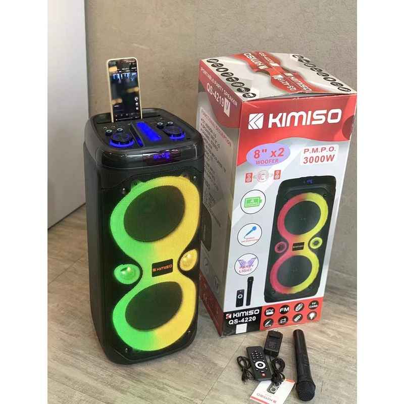 Loa bluetooth karaoke QS-4220 party box , bass cực mạnh ,bass 20 kép tặng kèm 1 micro không dây