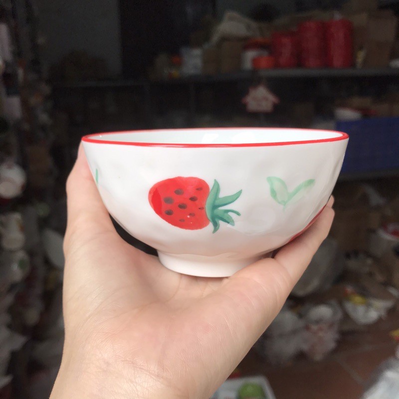 Bộ bát đĩa dâu tây phong cách Châu âu xinh xẻo