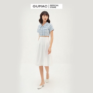Chân váy nữ dáng dài nhún tùng GUMAC màu trắng, đủ size, phong cách VB386
