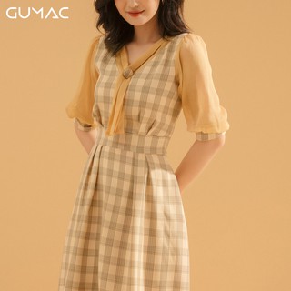 Đầm caro nơ chéo DA754 GUMAC
