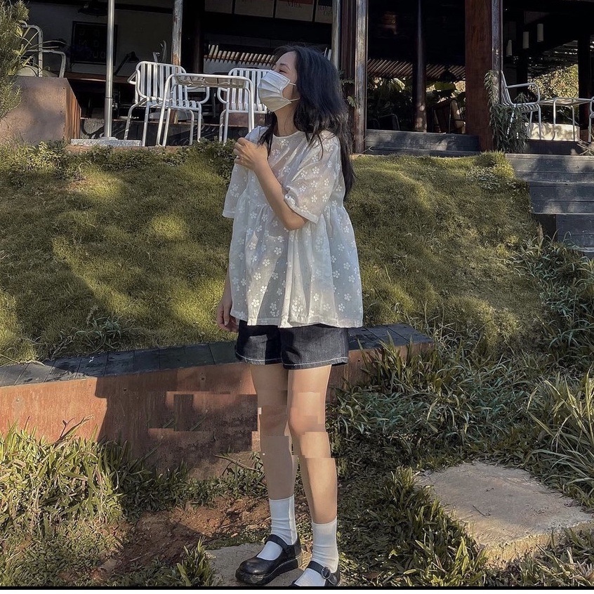 Quần Short Jean Chỉ Nổi PEONYB Nữ [FREESHIP] 🌸 Sooc đùi ống rộng cạp cao phong cách vintage đường phố hàn quốc Ulzzang 🌸 | BigBuy360 - bigbuy360.vn