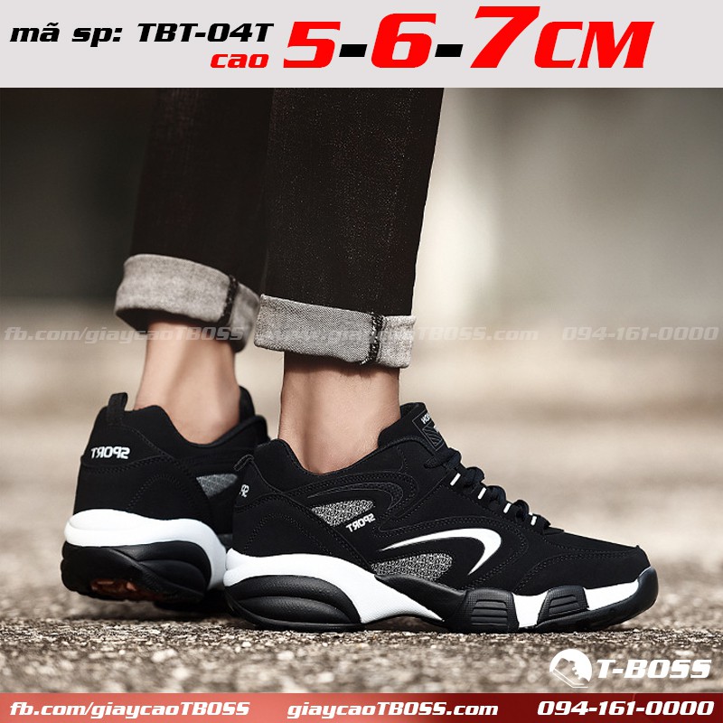 MẪU MỚI 2021 - giày Thể Thao tăng chiều cao nam độn đế 5cm - 6cm - 7cm, TBT-04T - GIÀY CAO T-BOSS