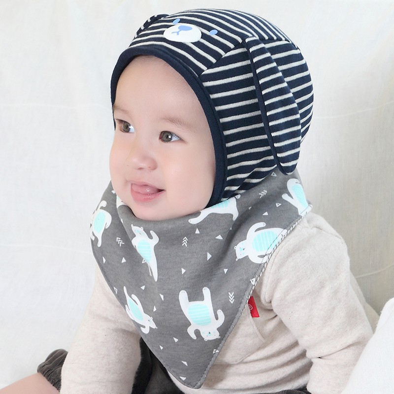 Mũ len kẻ sọc hình chú chó dễ thương cho bé