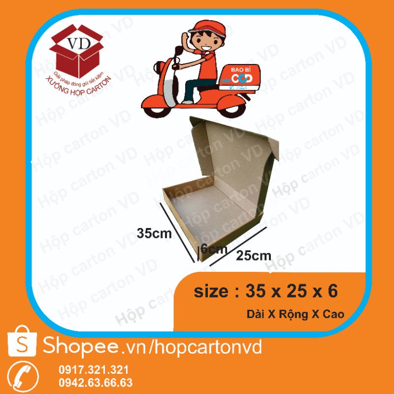 Hộp carton nắp cài đựng quần áo phụ kiện 35*25*6