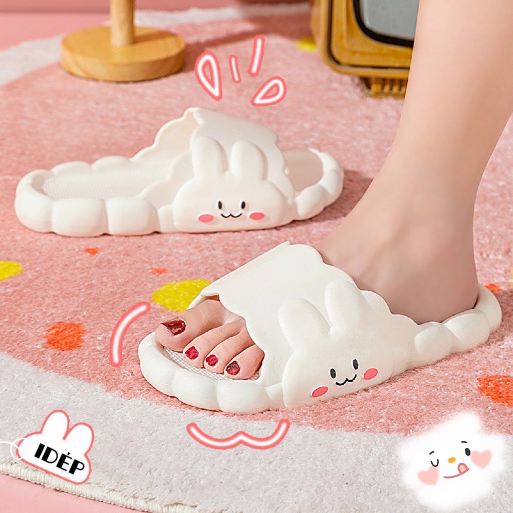 Dép bánh mì Thỏ đám mây - Dép nữ quai ngang cao su siêu mềm chống trơn ulzzang Maipy DL239