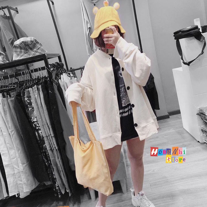 Áo Khoác Cardigan Trơn Màu Trắng Sữa Basic Oversize Ulzzang Unisex Nam Nữ Dáng Rộng - MM