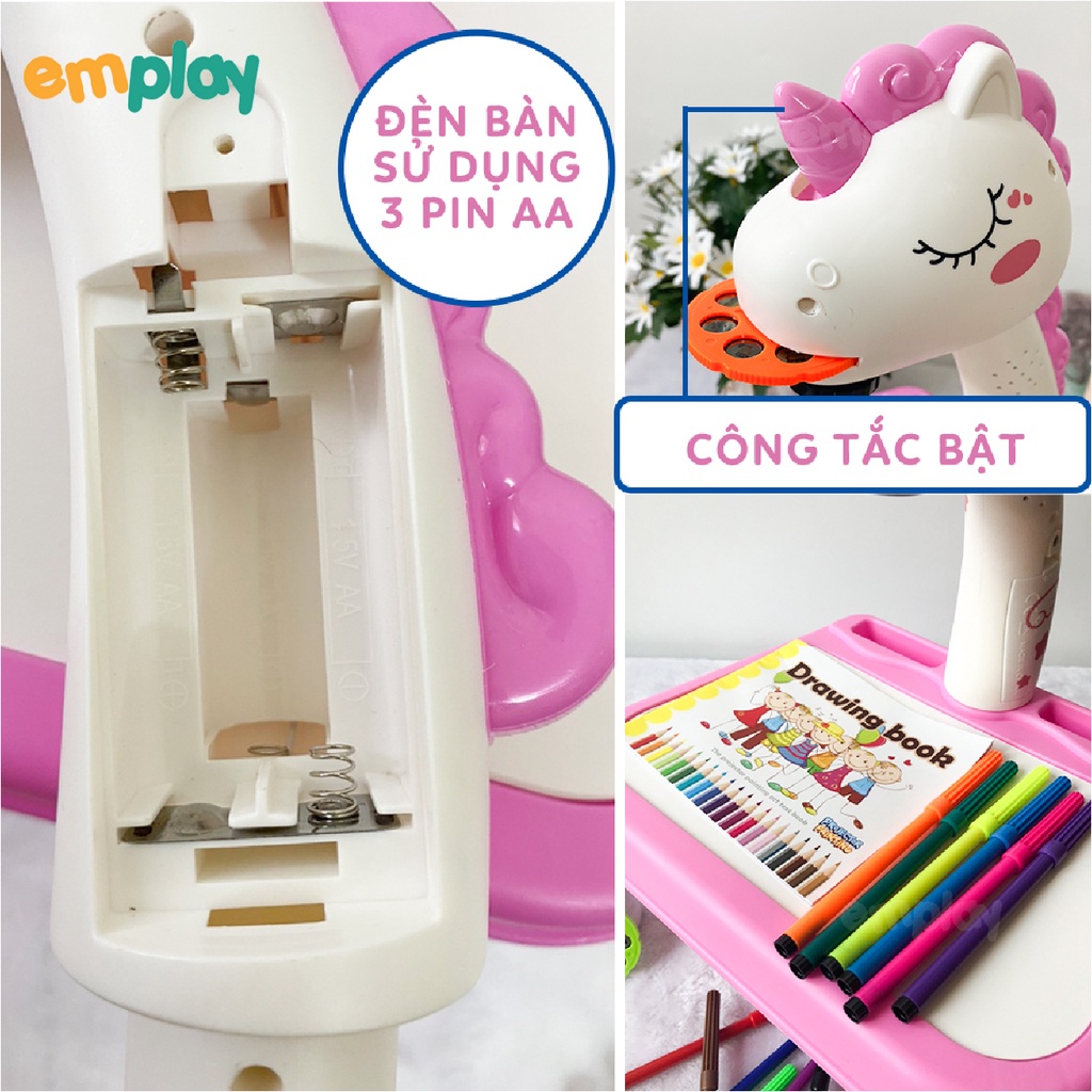 Bàn tập vẽ thông minh Emplay có máy chiếu hình ảnh cho bé tập tô vẽ sáng tạo làm từ chất liệu nhựa ABS an toàn cho trẻ