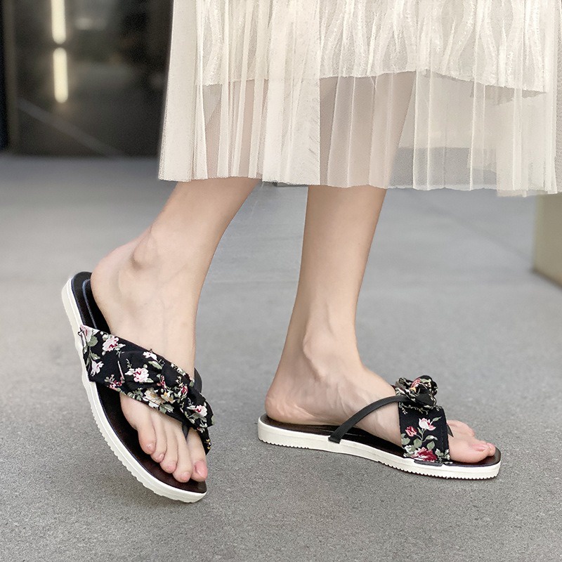 Dép Nữ Nhiều Màu Sắc Phong Cách Hàn Quốc, Quai Dép Viền Hoa Bằng Vải Xinh Xắn Dành Cho Các Bạn Nữ