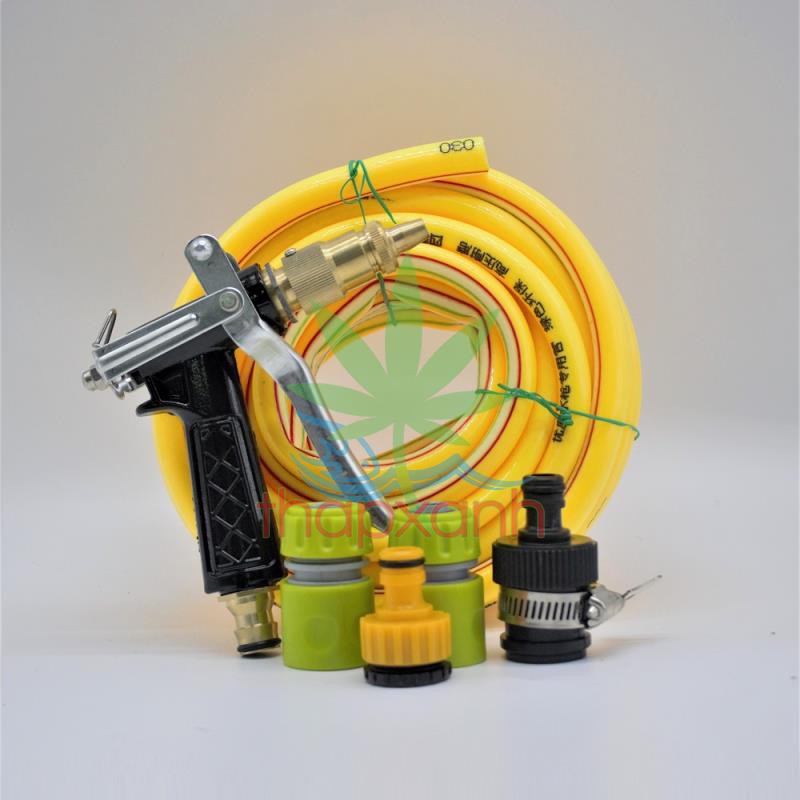 Bộ vòi xịt nước tưới cây, Rửa xe BDT-6234 Vòi súng đồng 5 in 1 + 15m dây 16mm
