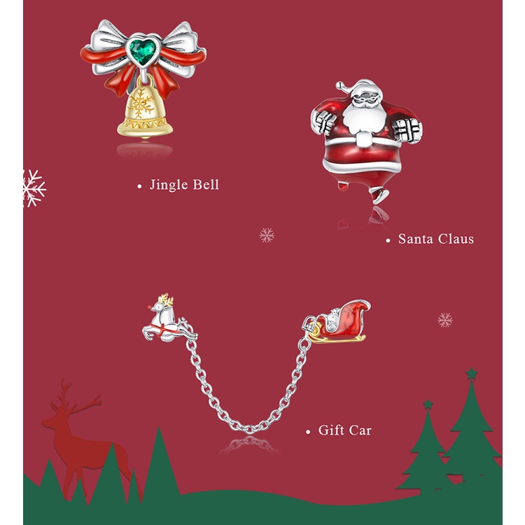 Hạt Bamoer SCC1666 Làm Từ Bạc Thật 925 Họa Tiết Bông Tuyết Phụ Kiện Làm Vòng Tay Trang Sức