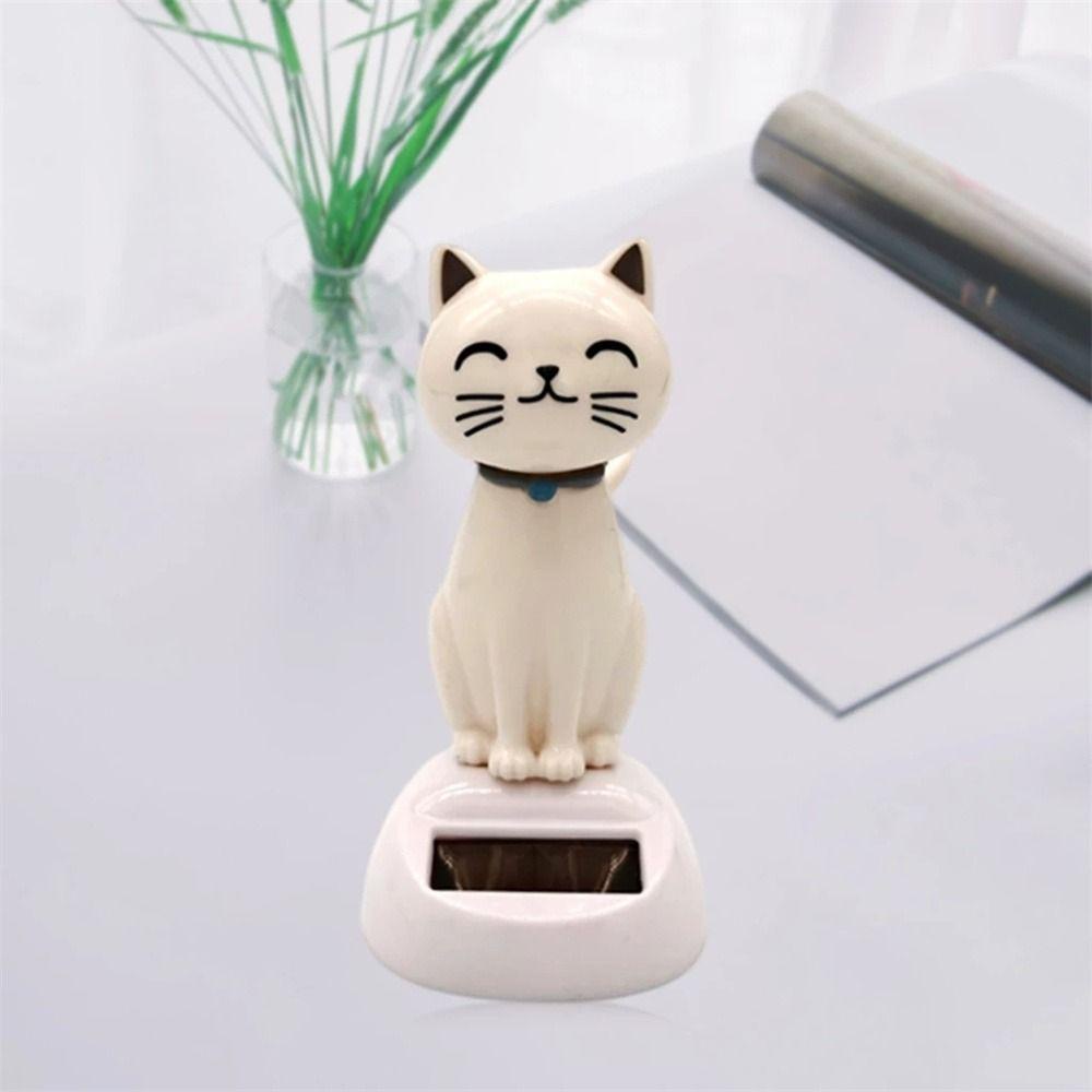 Chú Mèo Lắc Đầu Sử Dụng Năng Lượng Mặt Trời Trang Trí Bảng Điều Khiển Xe Hơi