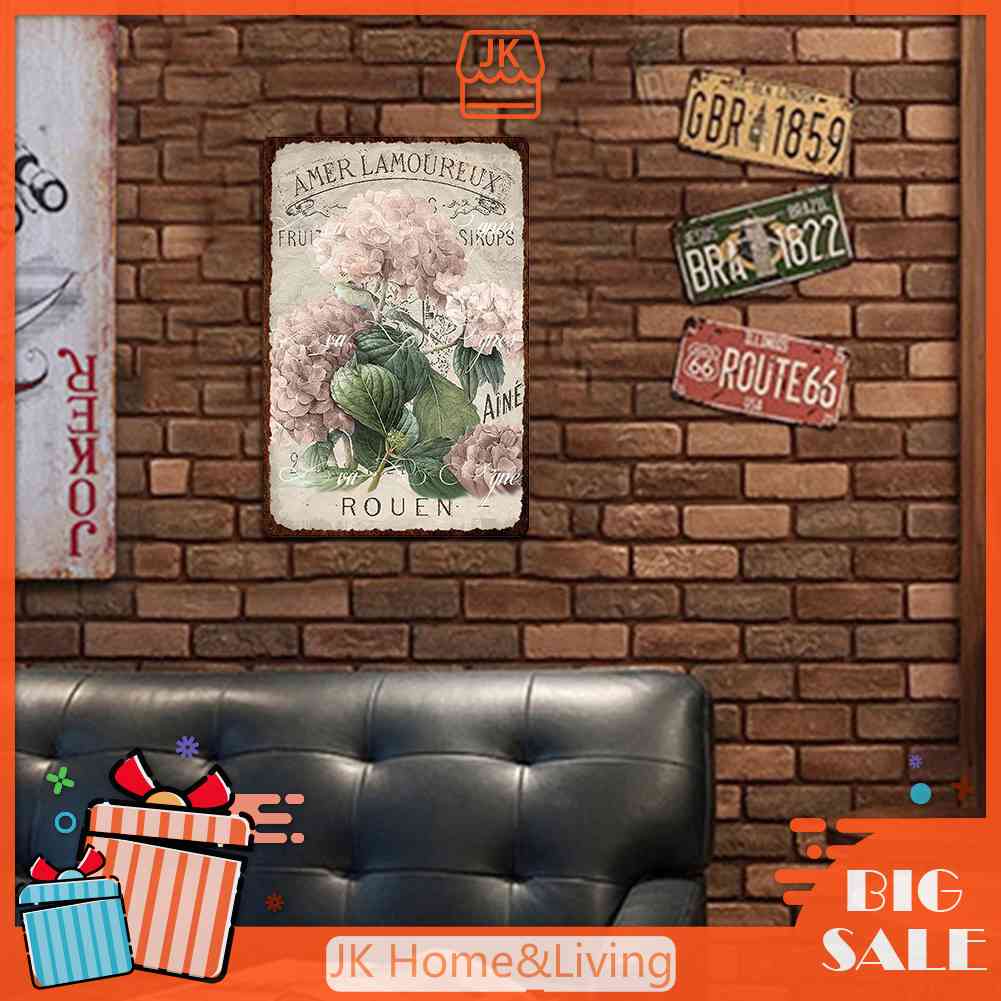 20 * 30CM✿Bảng Kim Loại Thiếc In Hoa Treo Tường Trang Trí Quán Bar