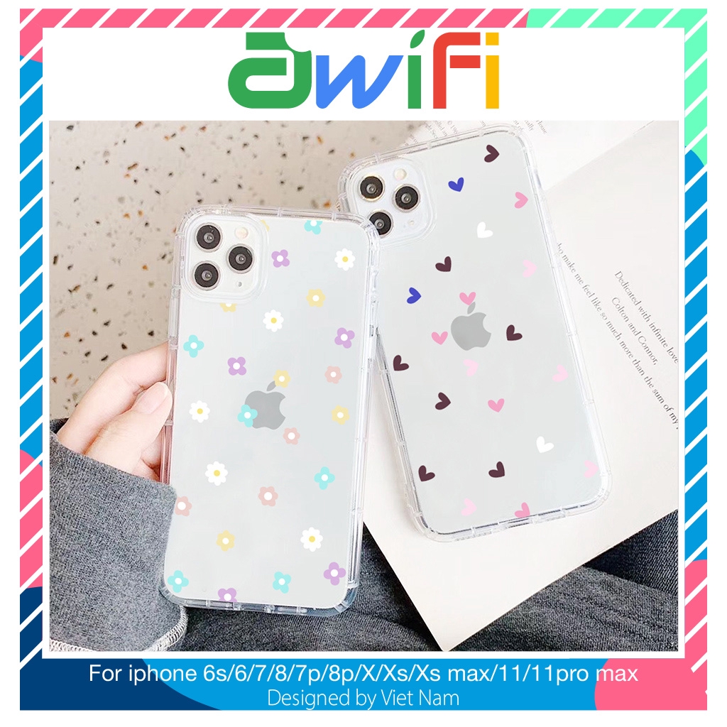 Ốp lưng iphone hoa trái tim trong 5/5s/6/6plus/6s/6splus/7/7plus/8/8plus/x/xr/xs/11/12/pro/max/plus/promax - Awifi P1-3