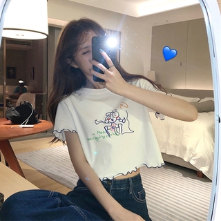 Áo Croptop Tay Ngắn Dáng Rộng Có Size Lớn Cho Nữ