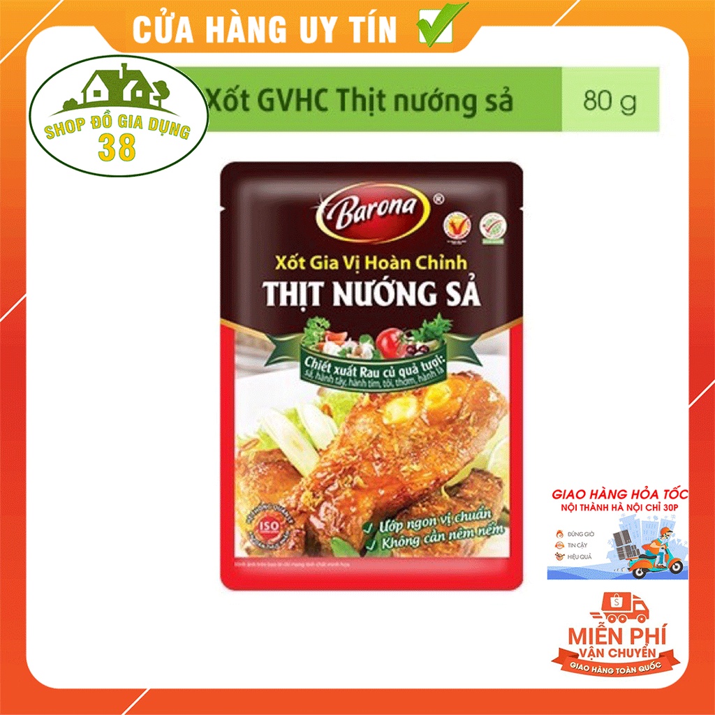 Xốt Thịt Nướng Sả gói Gia Vị Hoàn Chỉnh BARONA Thịt Nướng Sả gói 80g