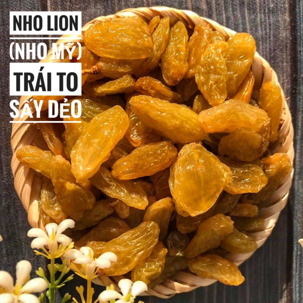 Nho Lion Vàng Sấy Dẻo Không Đường Trái To - Lon 500gr