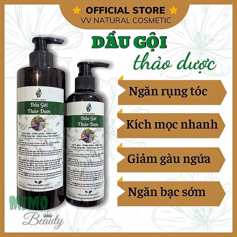 DẦU GỘI ngăn rụng, kích mọc tóc nhanh VV Natural Cosmetic - 100% thảo dược thiên nhiên