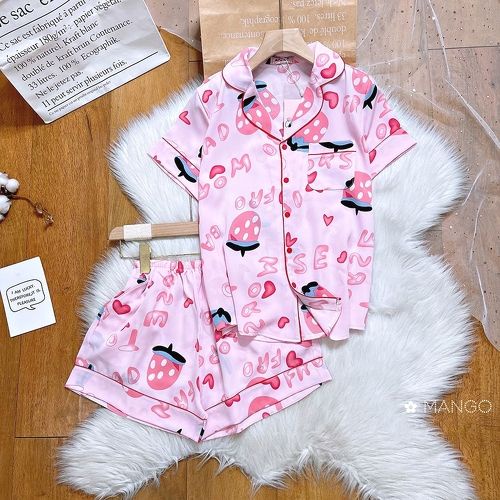 Bộ Đồ Ngủ Pijama Cộc Tay Dành Cho Bé Gái Từ Chất Liệu Lụa Mango - BPN55 - Babi mama