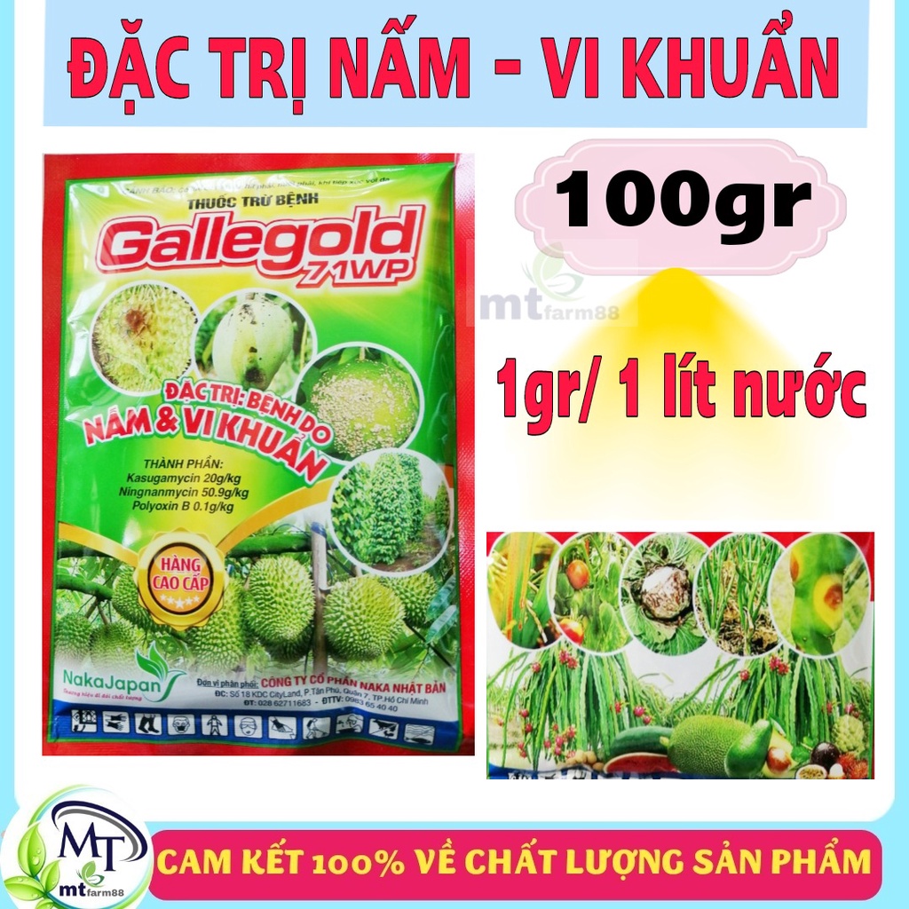Thuốc trừ bệnh Gallegold 71WP - Đặc trị bệnh do nấm và vi khuẩn - Thán thư - đốm nâu - ghẻ sẹo - sương mai - khô bông