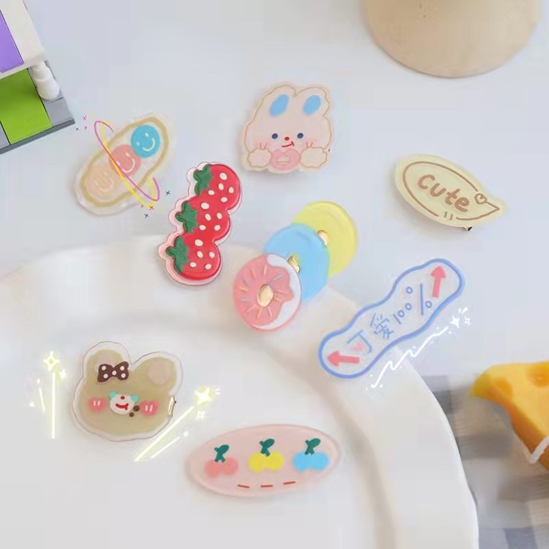 Kẹp Tóc Hình Ngôi Sao / Gấu Hoạt Hình Bằng Acrylic Dễ Thương Thời Trang Mùa Hè Cho Nữ
