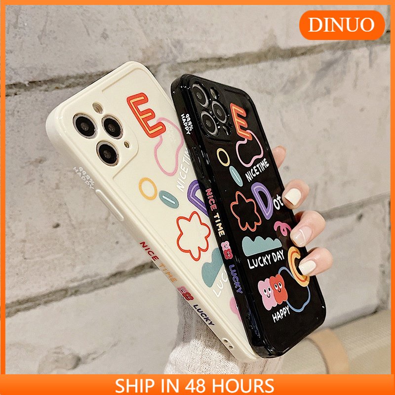 Ốp lưng iphone Ốp điện thoại nhựa silicon TPU cạnh thẳng chống va đập cho iPhone 11 pro max iPhone 12 pro max iPhone 7 iPhone 12 mini Dinuo case