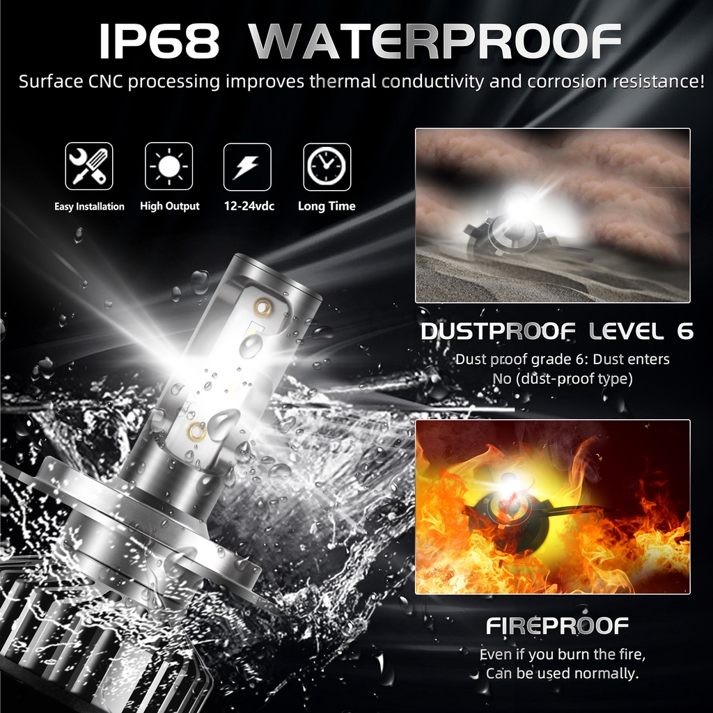 1 Cặp Bóng Đèn Pha LED Ô Tô Hai Màu 20000LM CSP H4 H7 H11 9005 HB3 9006 HB4 H1 3000K ​​Đèn LED Phá Sương Mù 6000K 80W 12V Chuyên Dụng Cho Xe Hơi