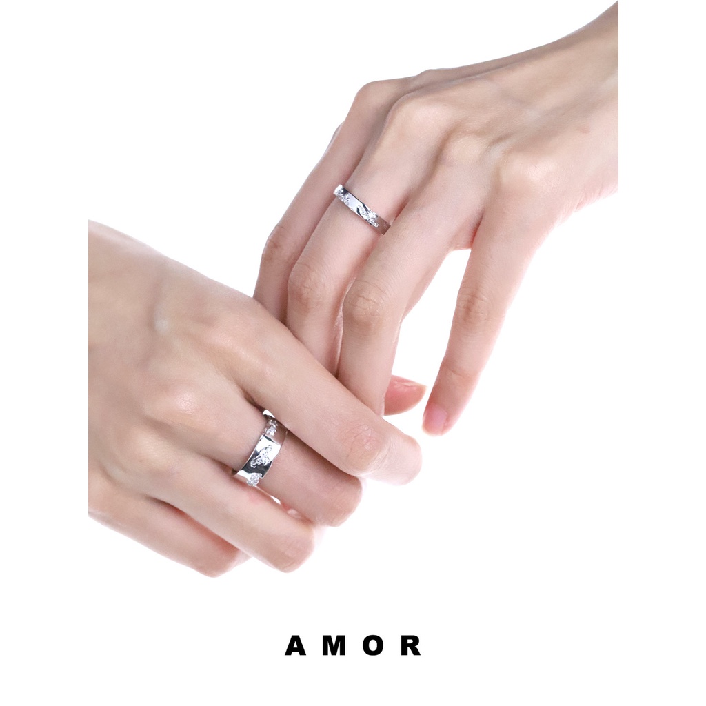 Bộ Nhẫn Đôi Khảm Đá Chất Lượng Cao Quà Tặng Sinh Nhật / Valentine
