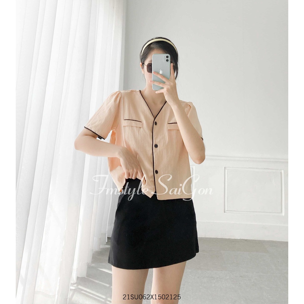 Áo tay ngắn túi nắp viền màu ulzzang thời trang nữ Fmstyle Saigon 21SU062X1502 | BigBuy360 - bigbuy360.vn