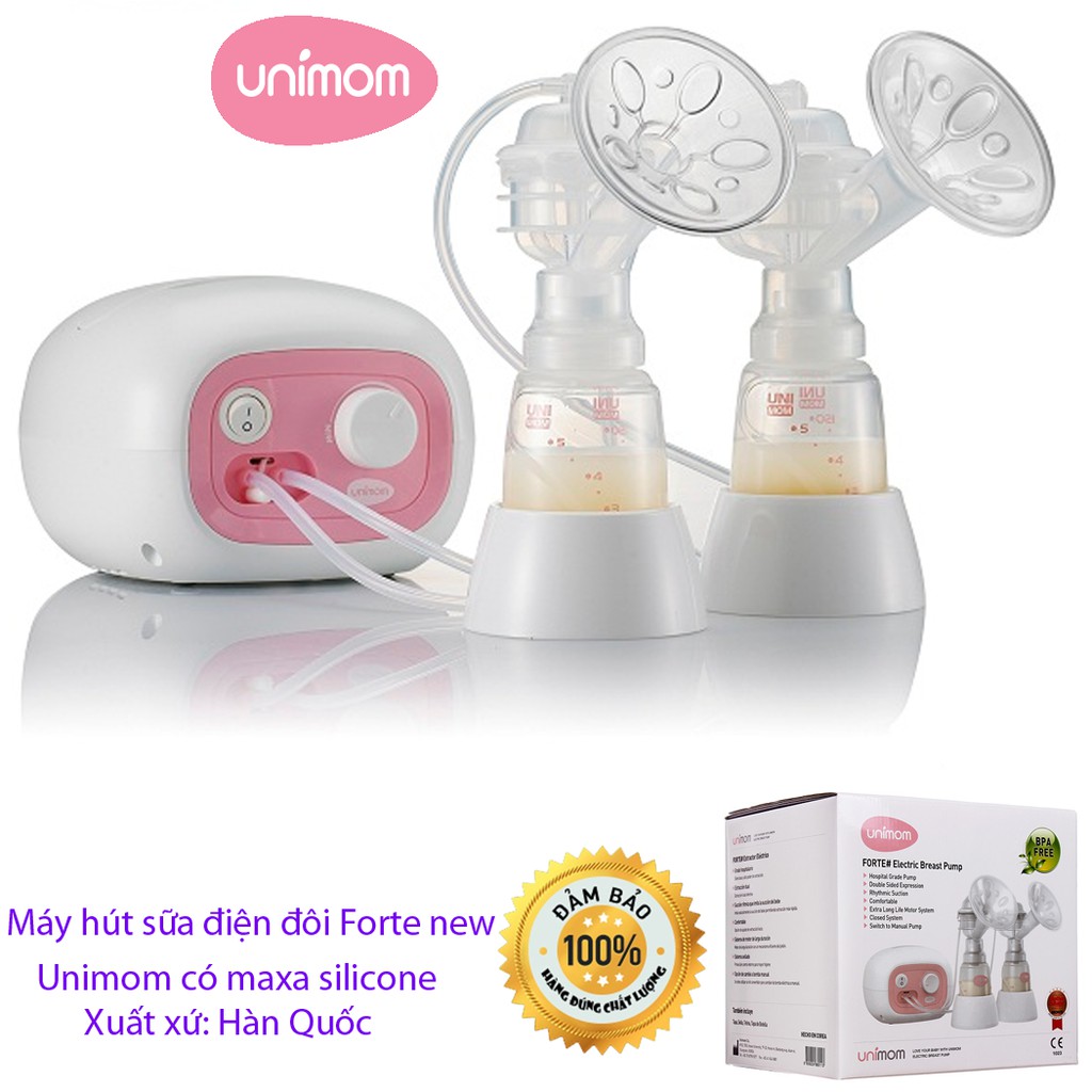 Máy hút sữa điện đôi Forte new - Unimom có maxa silicone - UM880113