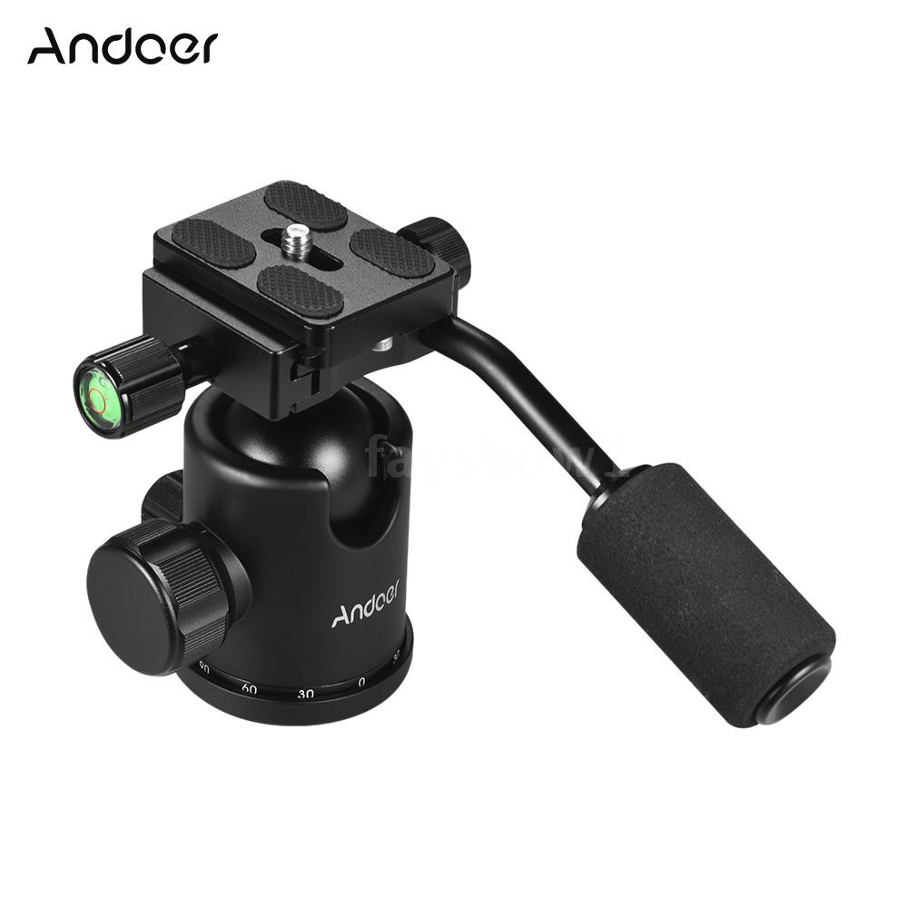 ❤HOT Andoer Handle Tripod Ball Head 360 Degree Rotating Panoramic Ballhead with 1/4inch Srew 3/8inch Screw Hole for DSL