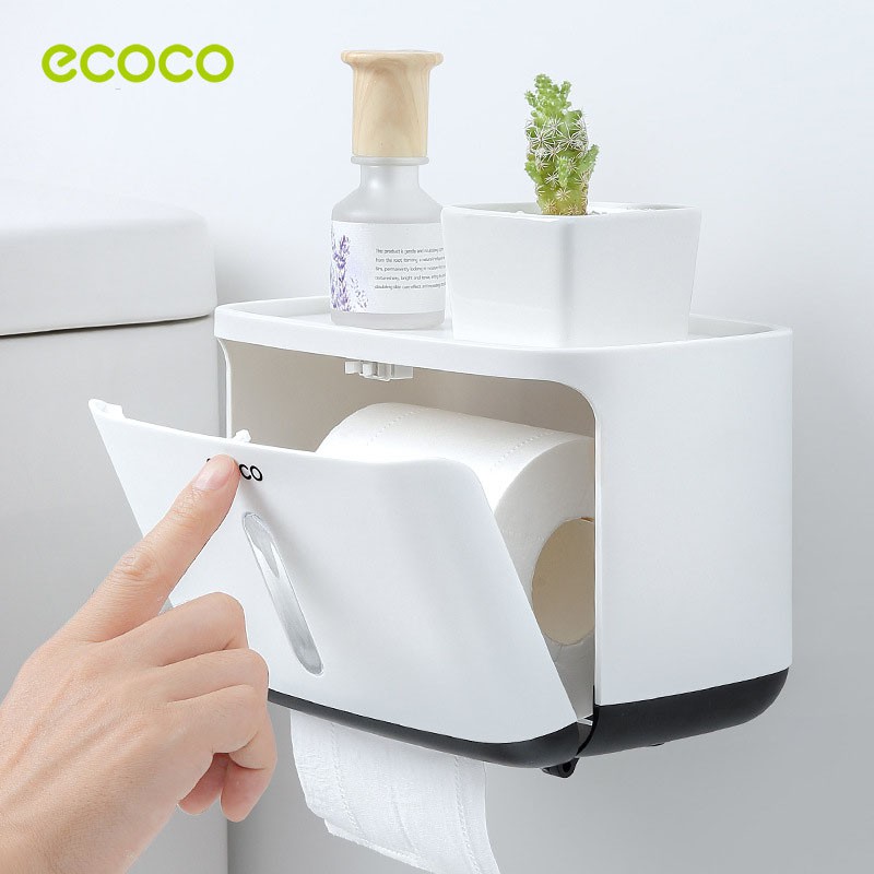 Kệ đựng giấy vệ sinh chống nước - Hộp đựng khăn giấy - Không cần khoan đục - Ecoco E1807