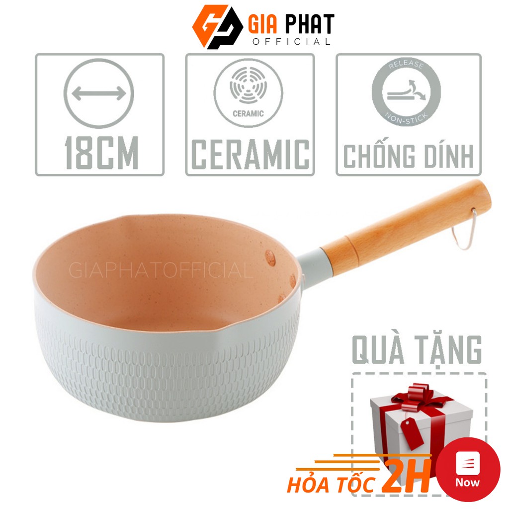 Chảo Sâu Lòng Chống Dính 18CM Phủ Ceramic Dùng Bếp Từ,Cho Mọi Loại Bếp Đa Năng
