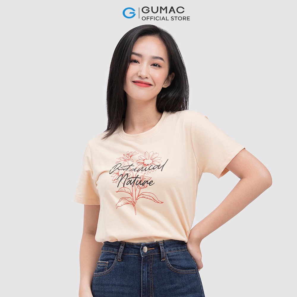 [Mã WABRGUM giảm 10% tối đa 30K đơn 99K] Áo thun nữ cổ tròn in hoa thời trang GUMAC ATC04039 - mẫu mới | BigBuy360 - bigbuy360.vn