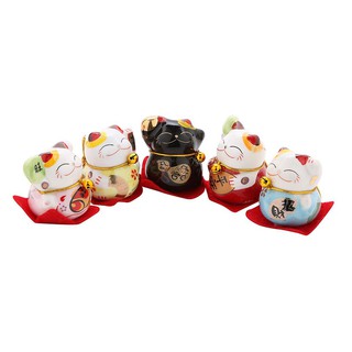 Combo 5 Tượng Mèo Thần Tài May Mắn