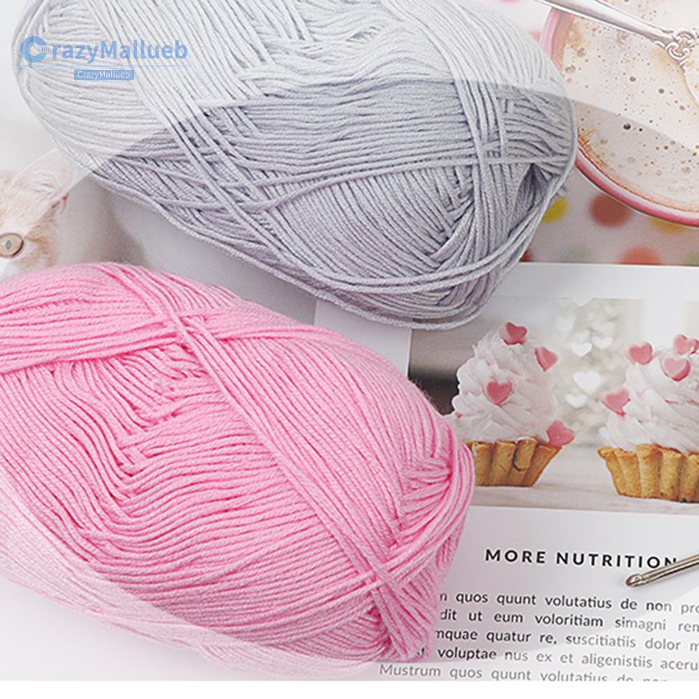 Cuộn len cotton 6 sợi dùng cho thêu đan DIY khăn choàng/áo sweater/mũ cho em bé