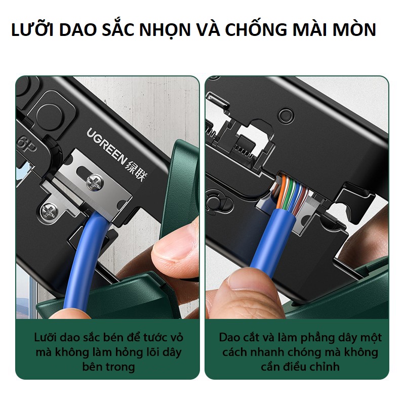 Kìm Bấm Mạng Đa Năng RJ45/RJ11 Ugreen 20102 70683 10952 Cao Cấp - Hàng Chính Hãng